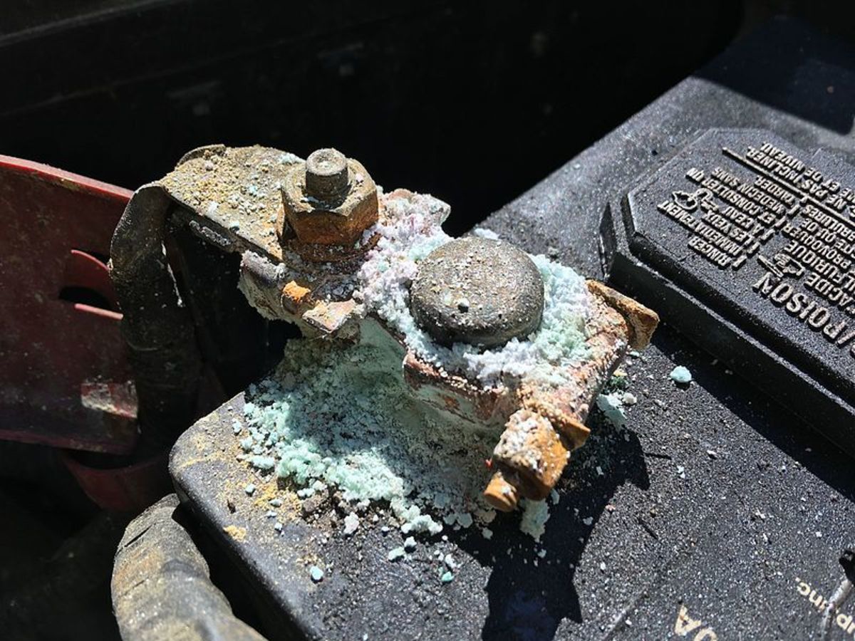 Corroded battery terminals can prevent your engine from starting.