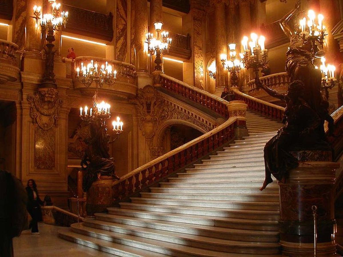 The Palais Garnier Opera house truly exists in France. In the novel "Phantom of The Opera," it is the location of a mysterious opera ghost, and the place a Phantom travels unseen through trapdoors.