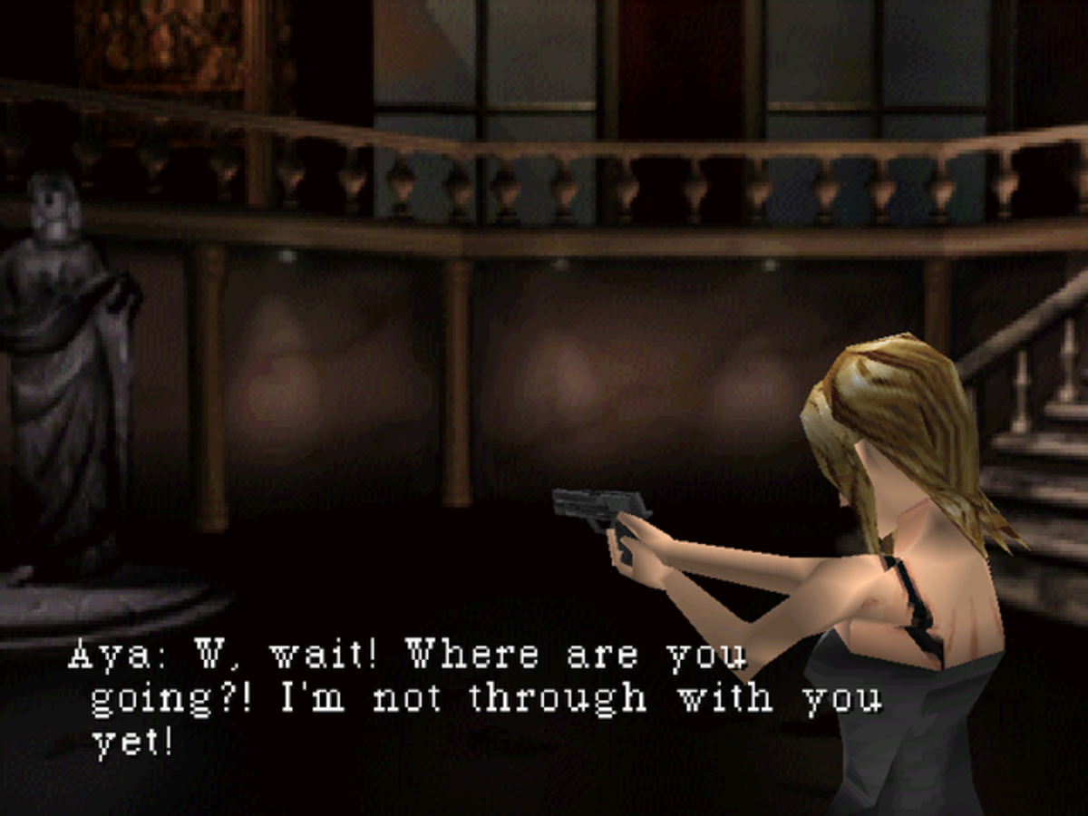 A screenshot of the dialogue from "Parasite Eve"