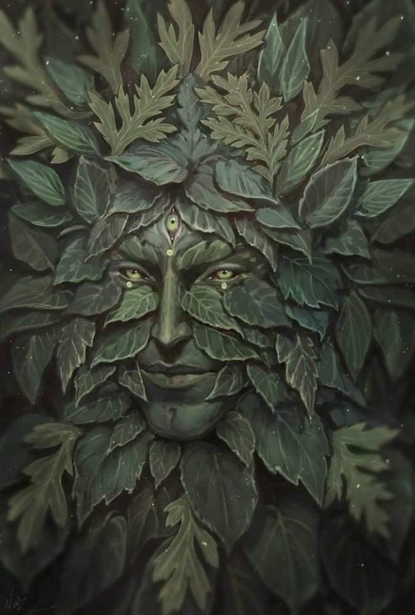 Pagan King' green man wall plaque © - green