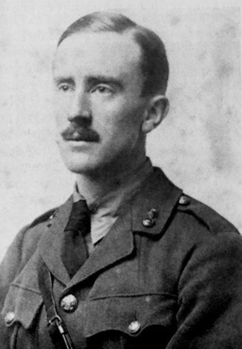 Famous portrait of J.R.R. Tolkien.