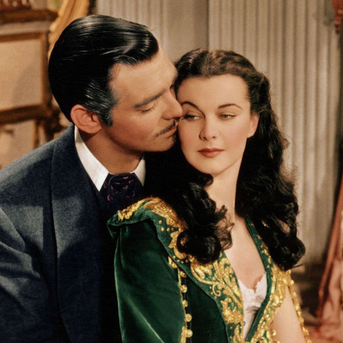 Clark Gable and Vivien Leigh as Rhett Butler and Scarlett O'Hara in the film adaptation of Margaret Mitchell's "Gone With the Wind."