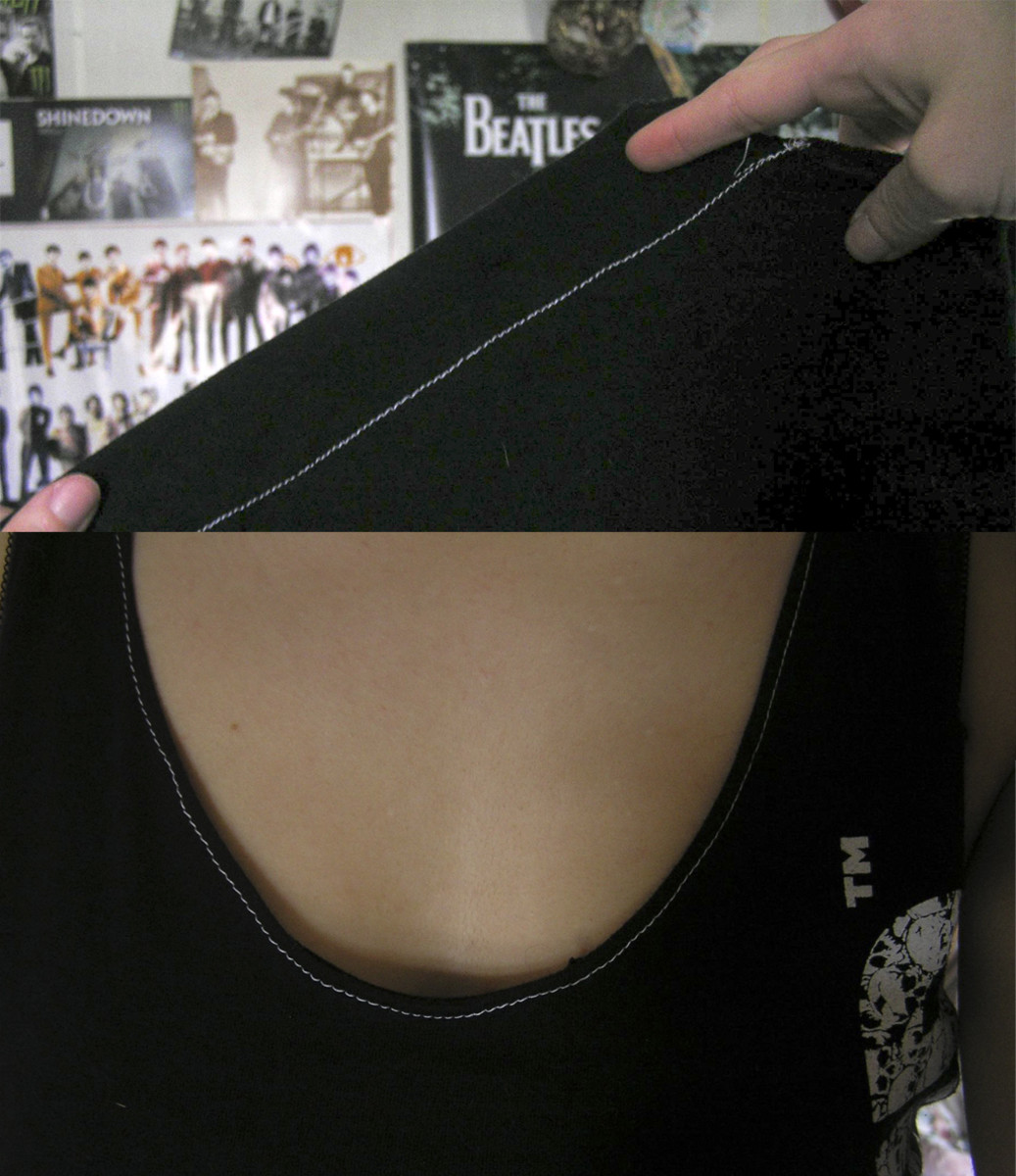 Step 3: Taking in the side seam and the finished neckline.