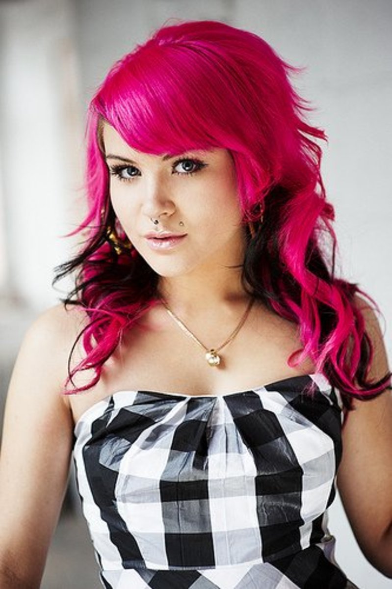 Black under-layers in pink hair.