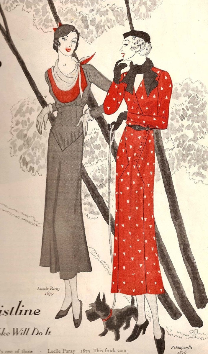 Women's style during the '30s was characterized by outfits similar to those depicted here.