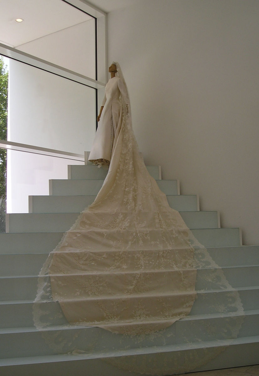 A Valentino wedding dress with a VERY long train.