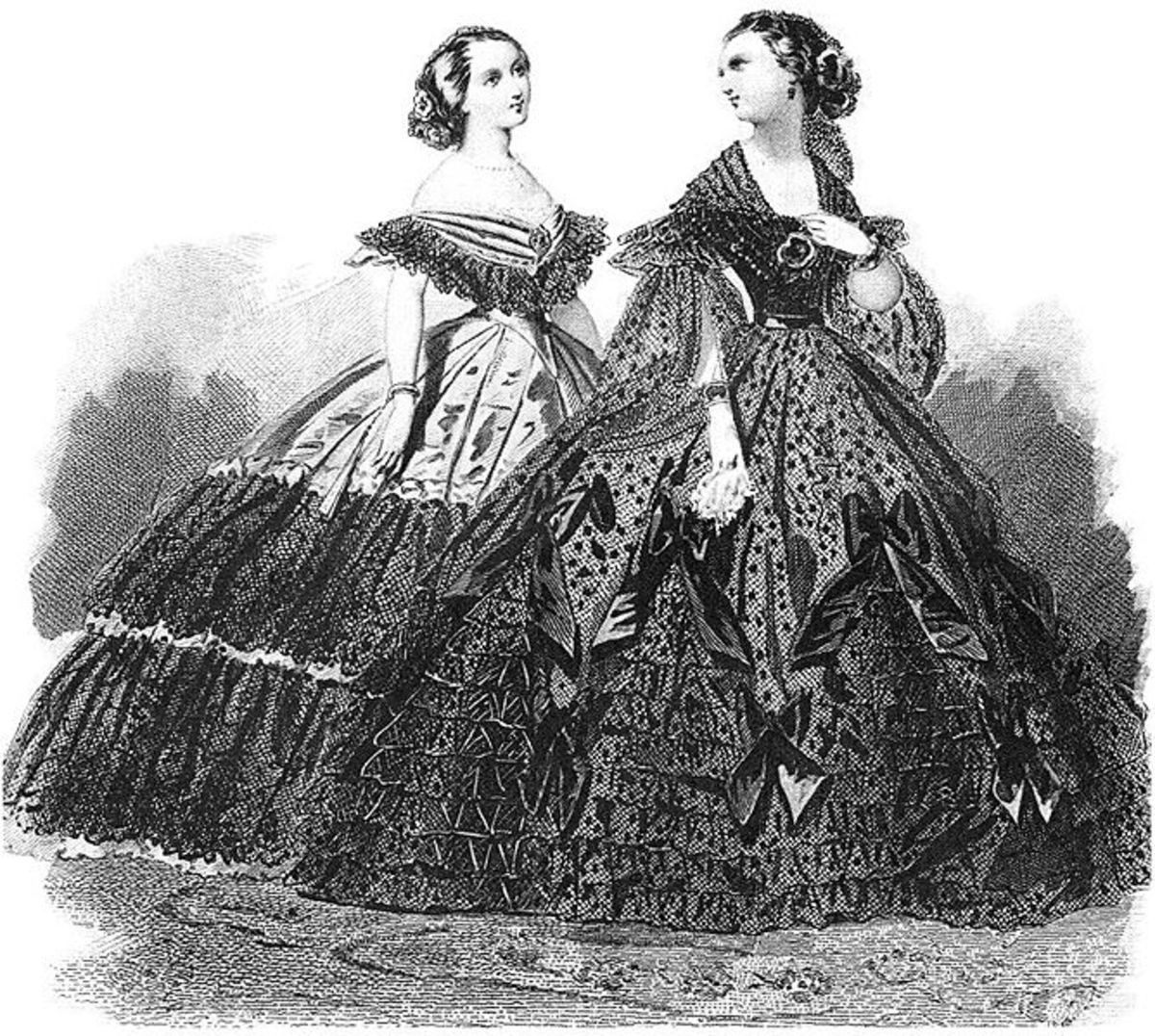 Hoop skirts were one of the creative endeavors that women used to counteract the fabric shortage.