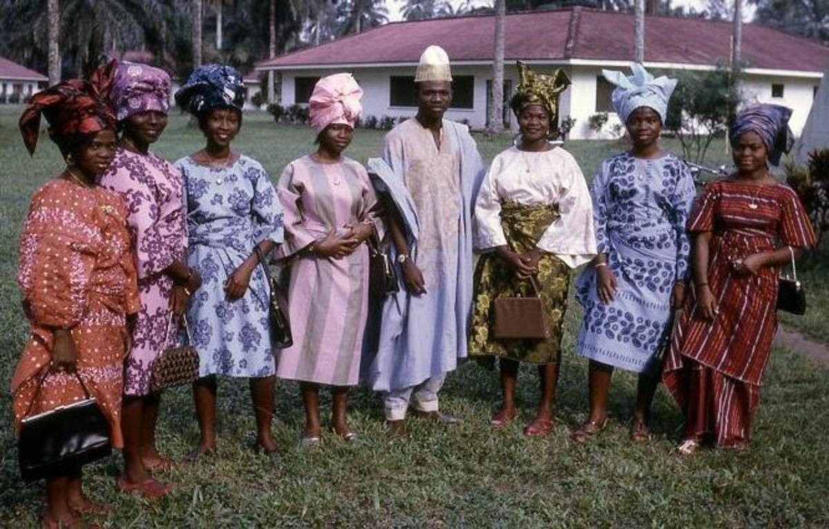 That was then. The Gele worn over the Buba and Iro. This picture was possibly taken in the 1960s.