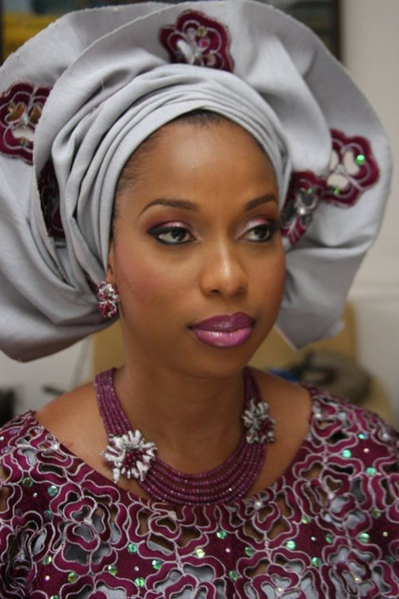 African Auto head gele paired with shoulder gear