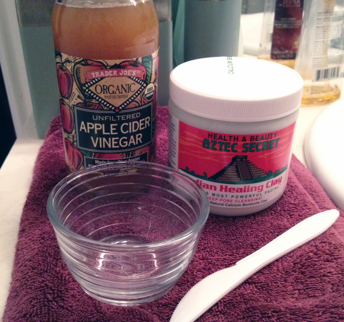 Homemade acne mask = clay + vinegar.