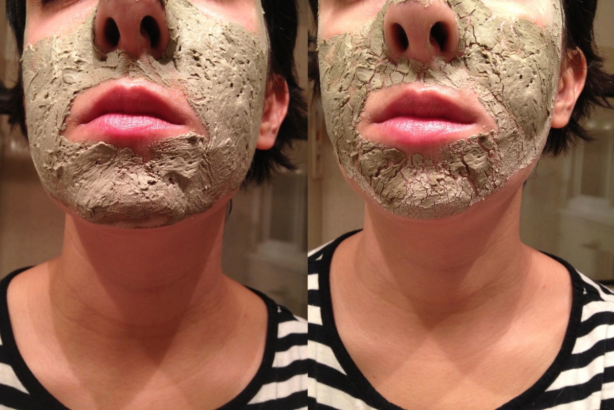 Before (left) and after (right) applying the Aztec Healing Clay.