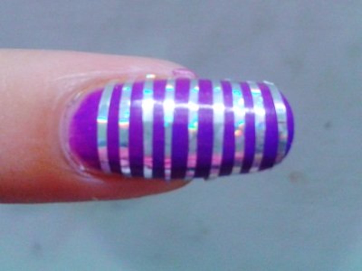 Purple Striping Tape Nails