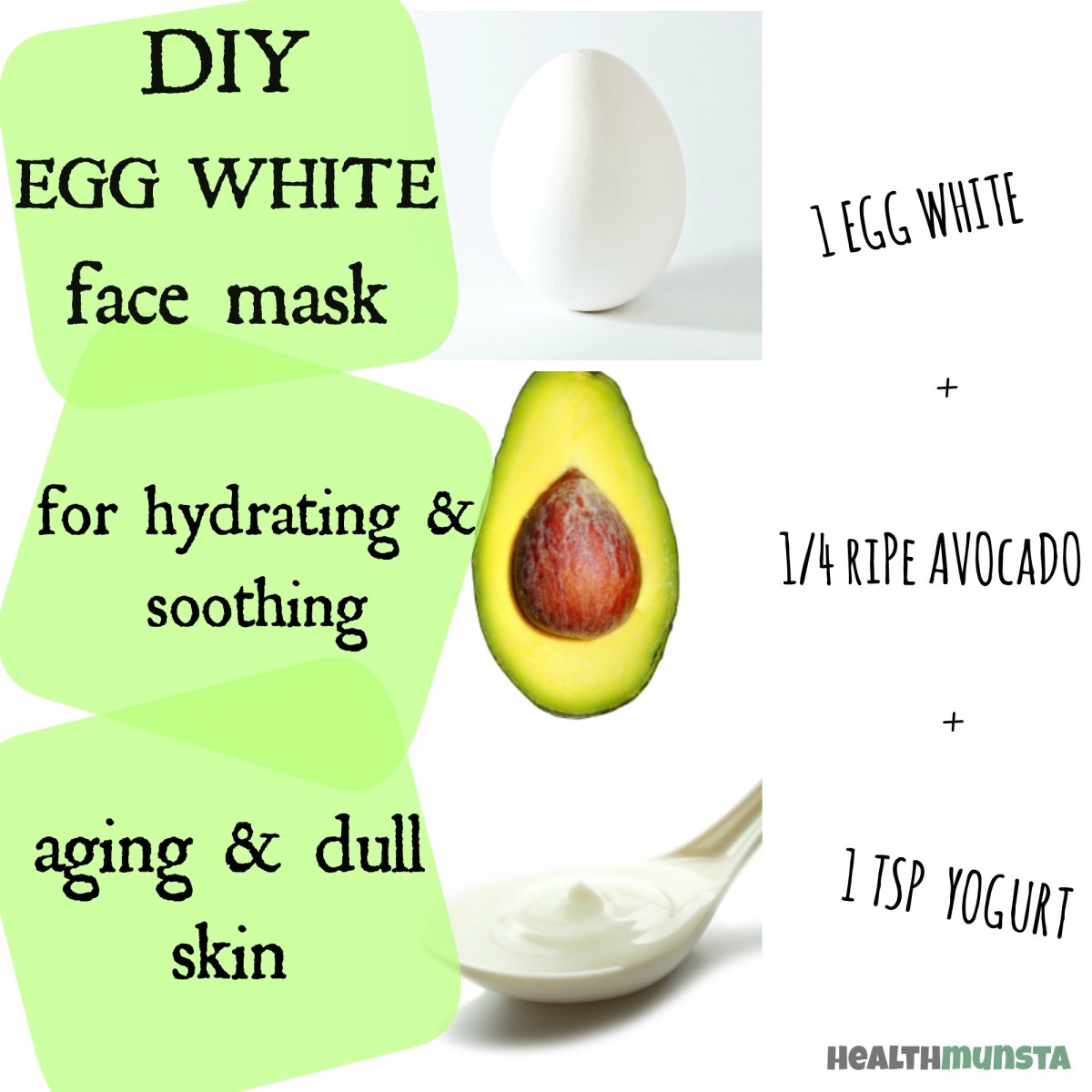 This is the perfect egg white face mask for aging skin. It helps smooth out wrinkles and hydrate aging skin, making it look youthful. Image edited by healthmunsta