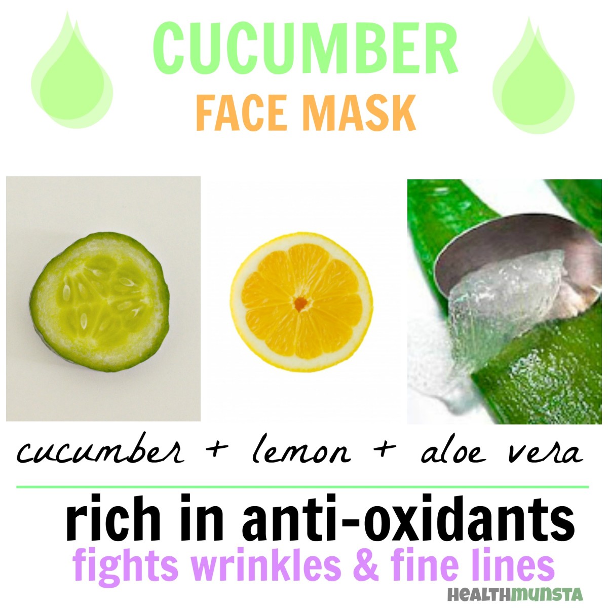 Combine aloe vera, cucumber and lemon juice to create a cooling anti-oxidant rich face mask, specially targeted for dull and aging skin.