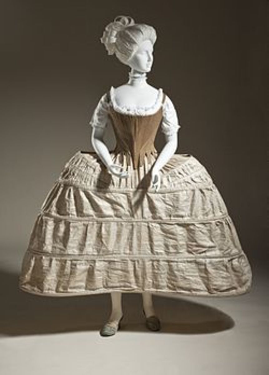 Hoop petticoat or pannier, English, 1750-80. Plain-woven linen and cane. Los Angeles County Museum of Art, M.2007.211.198.