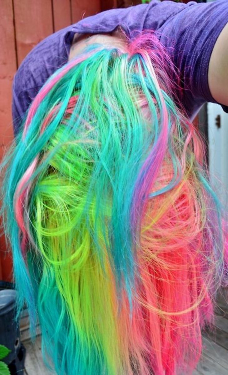 Rainbow hair.