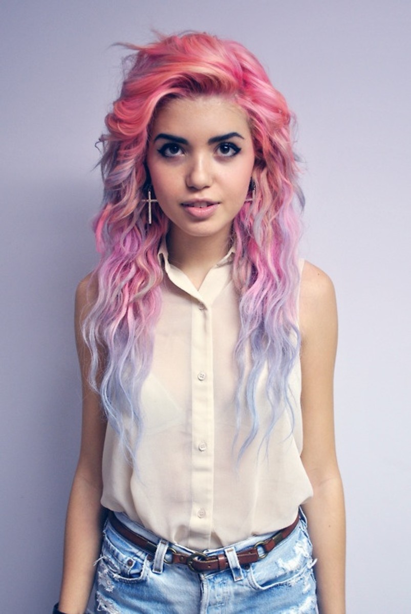 Pastel pink and blue hair