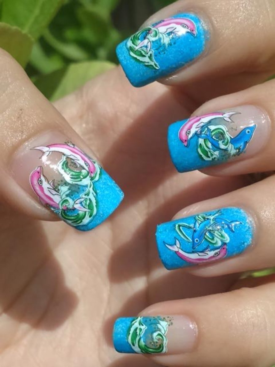 Dolphin Water Decal Nail Art
