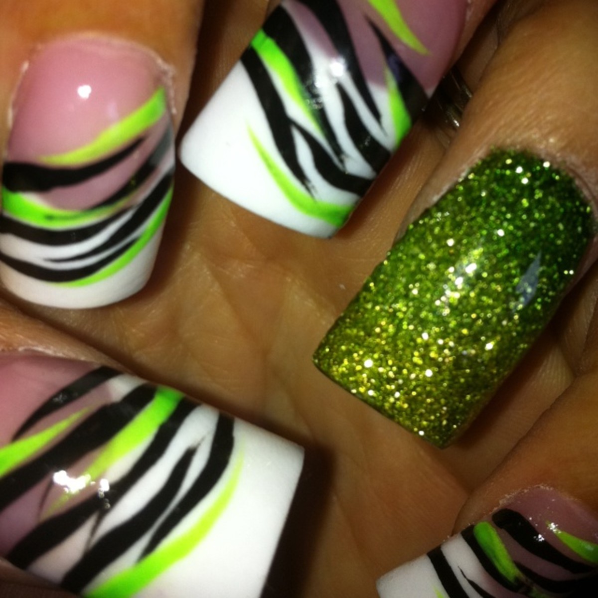 neon zebra nails