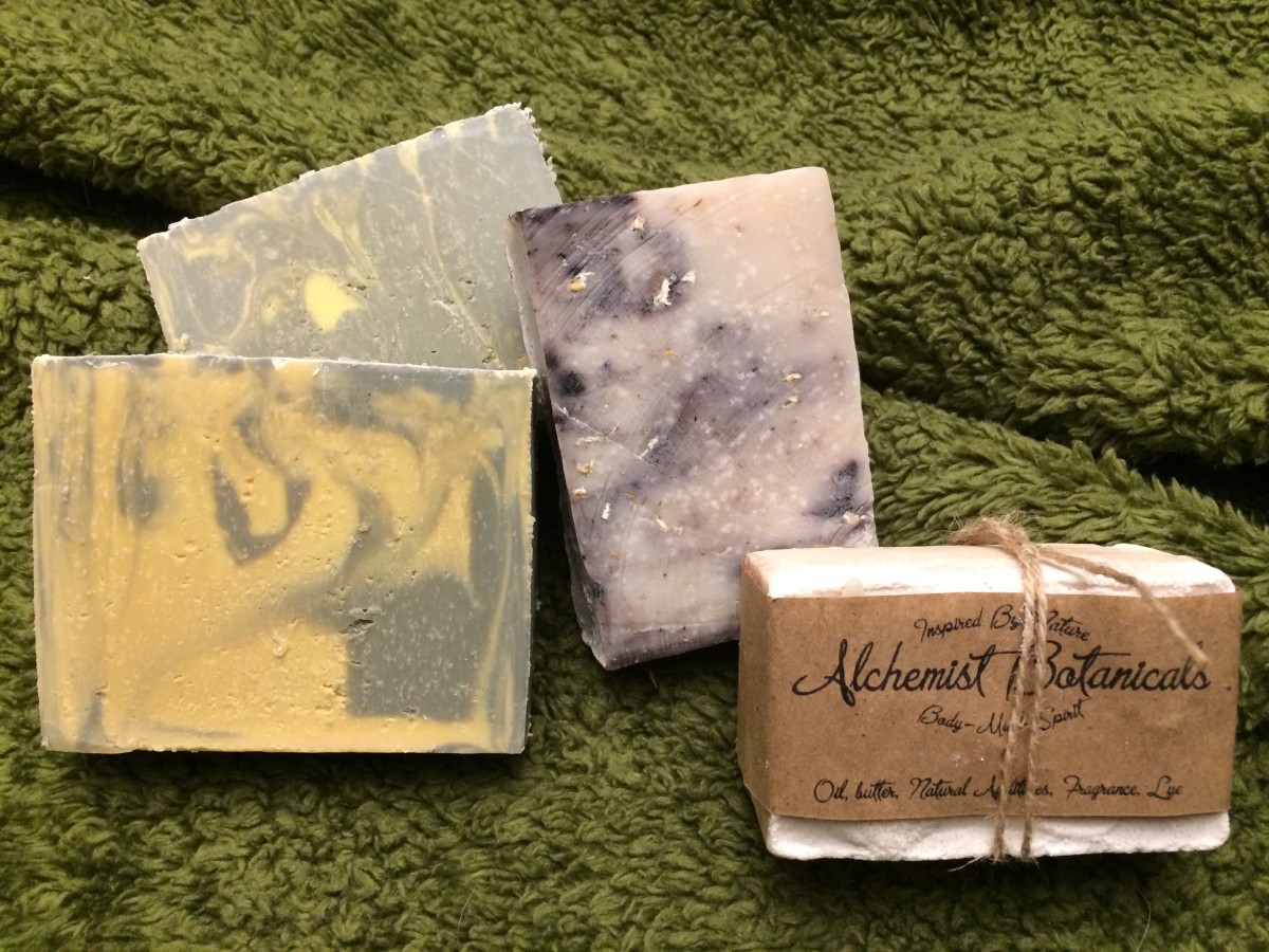 From left to right: Baby Magic Castile soap, Honey & Oats soap, Vanilla soap, and Sugar Salt soap.