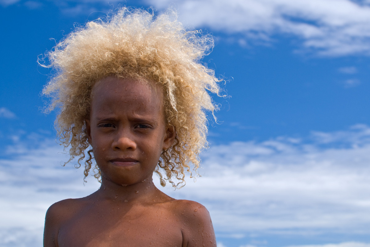 Blonde girl from Vanuatu, Oceania.