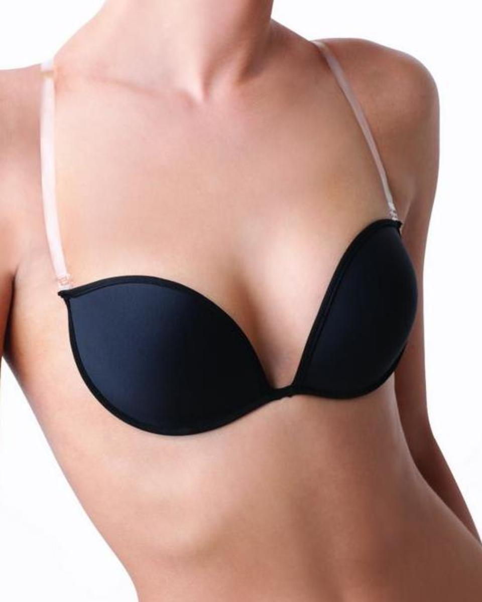 Adhesive bra with detachable straps