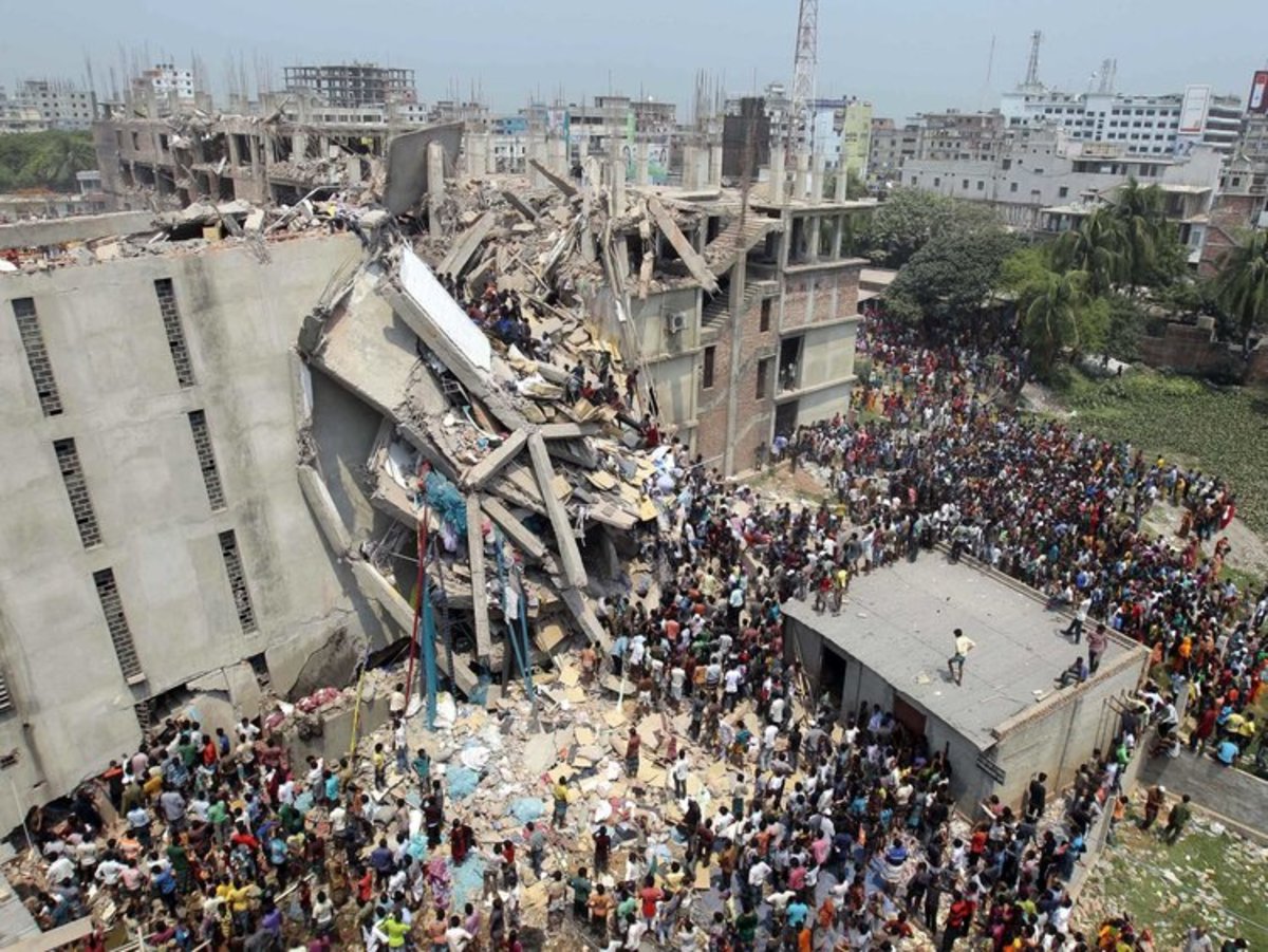 One of the many pictures of the factory collapse in Bangladesh. While this was one of the most devastating factory collapses in the history of fashion, not much has been done to improve workers' rights.