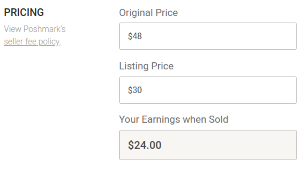 Example of a seller's earnings on a $30 item after fees. 