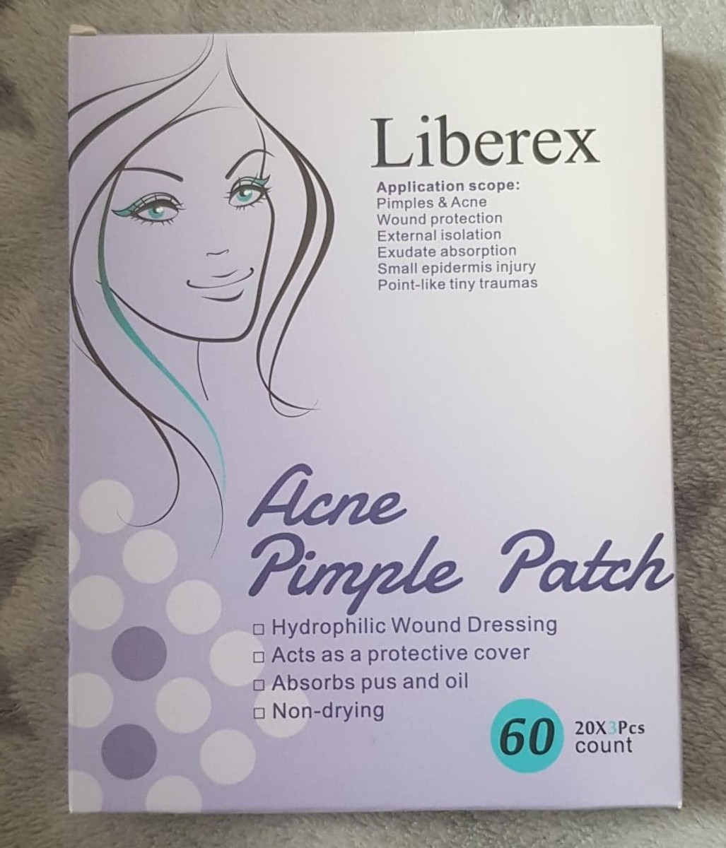 The front of the packaging of the Liberex acne pimple patches