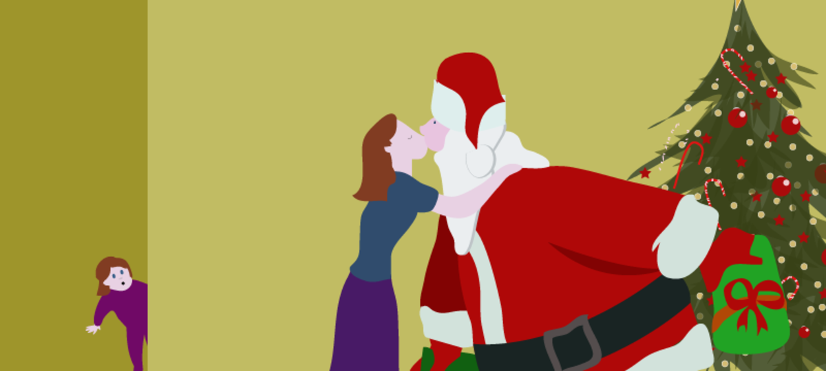 Mom Kissing Santa