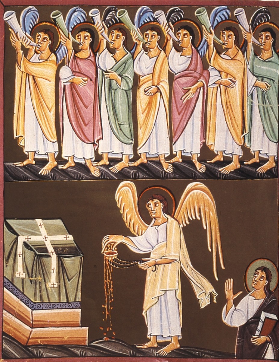 The Seven Trumpets and the Angels with a Censer. From the Bamberger Apokalyse, Folio 19 verso