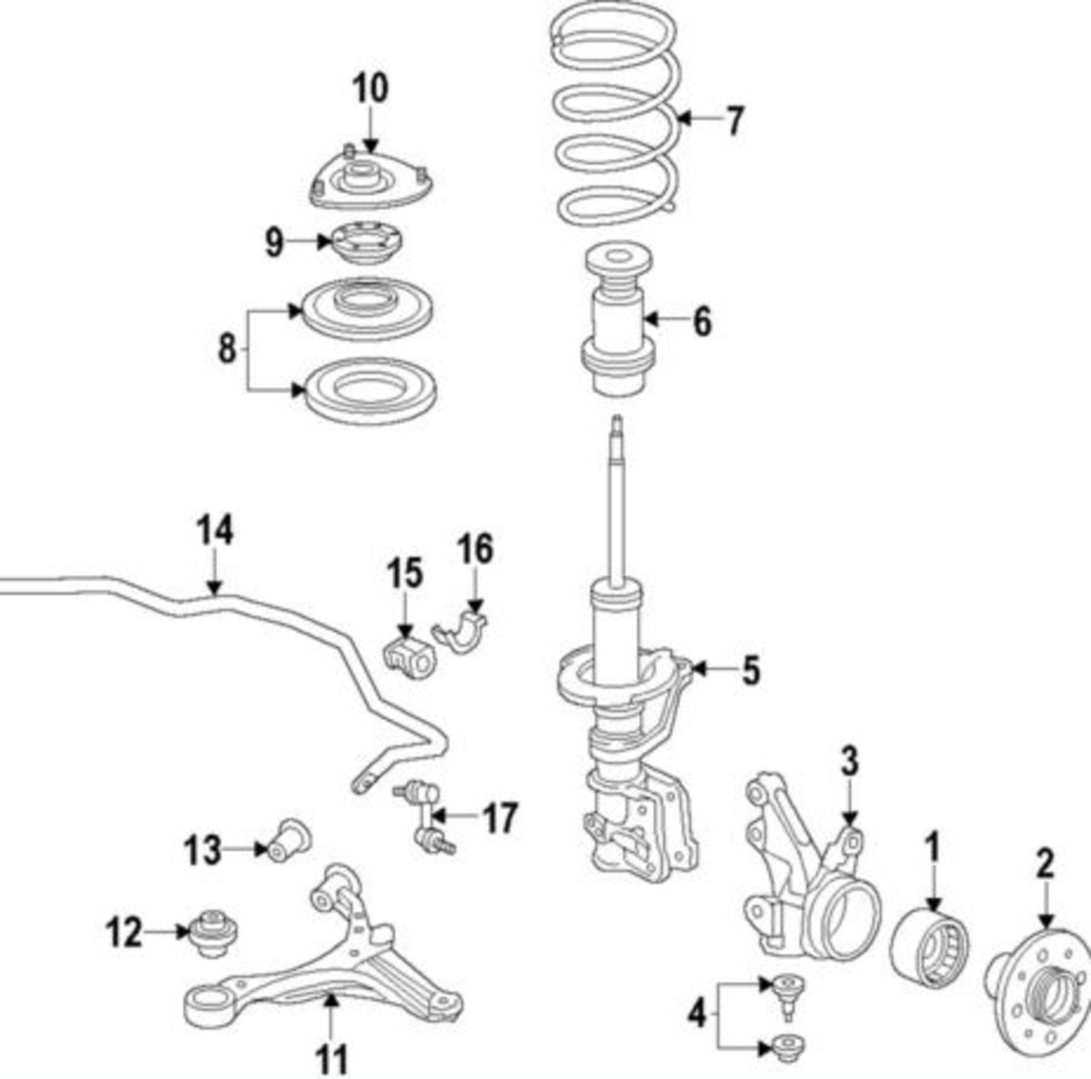 '01 - '05 Honda Civic Front Suspension Diagram.  Item 4 is the ball joint.