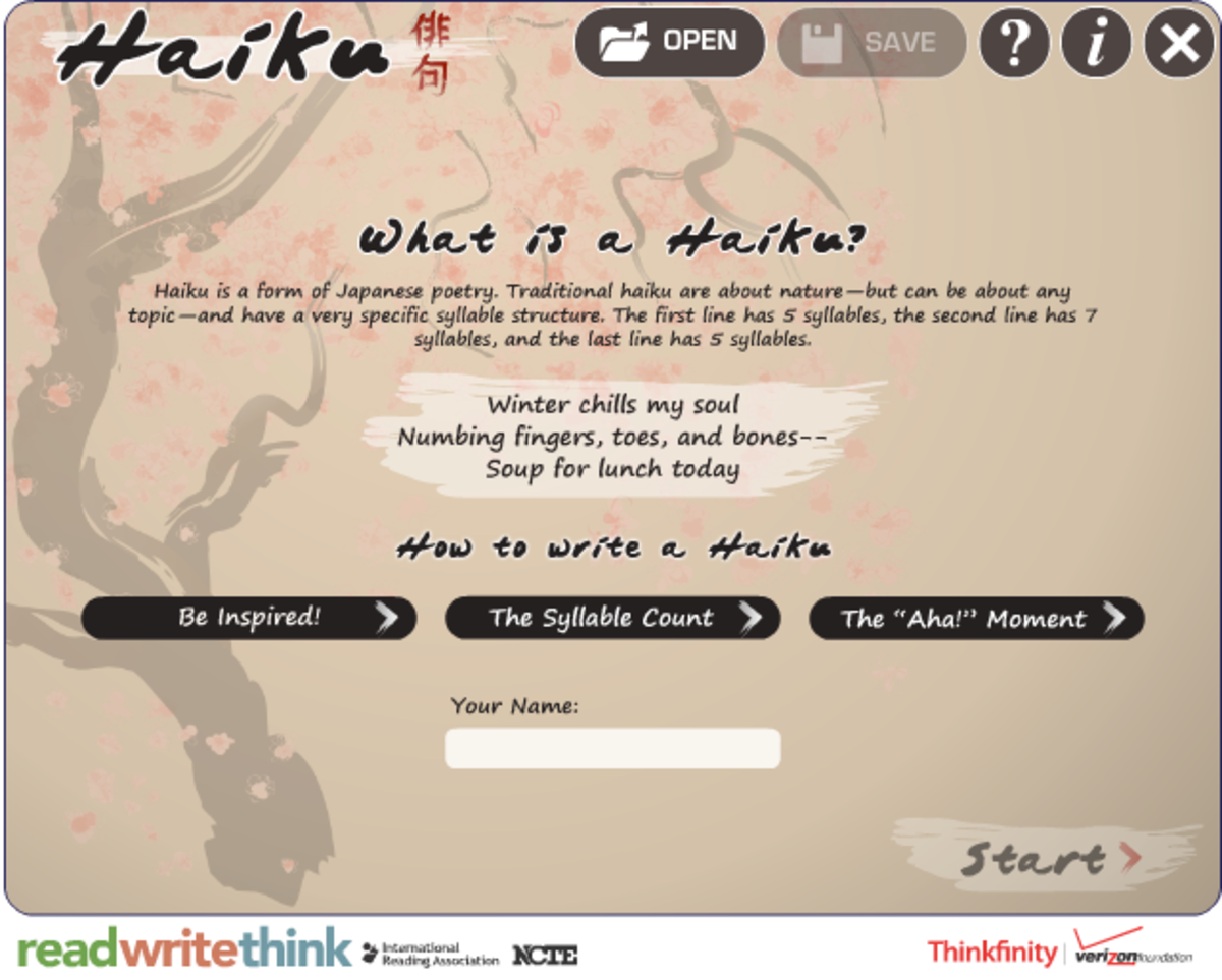 The Haiku Poem interactive at ReadWriteThink.