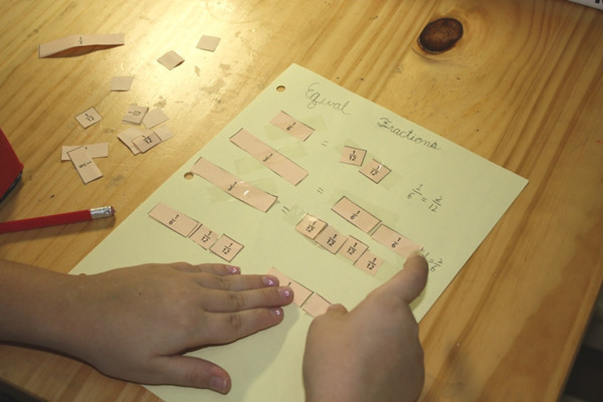 This is a hands-on, self-checking activity because the pieces should match in size if they are equivalent.