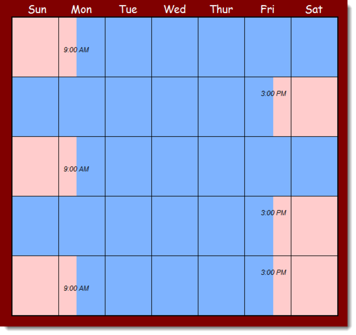 2nd, 4th, and 5th Weekends Custody Schedule