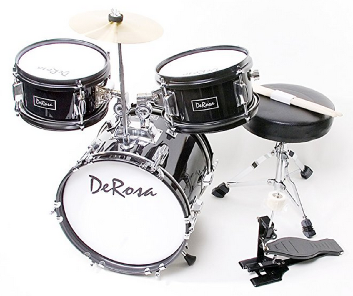 The De Rosa DRM312-BK drum set is a perfect beginner kit for children.