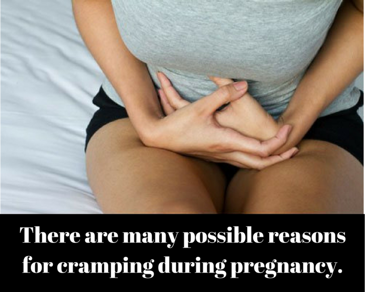 There are a variety of reasons why you will be cramping during your pregnancy. Keep in mind that most causes are completely normal. (Image adapted by Becki Rizzuti.)