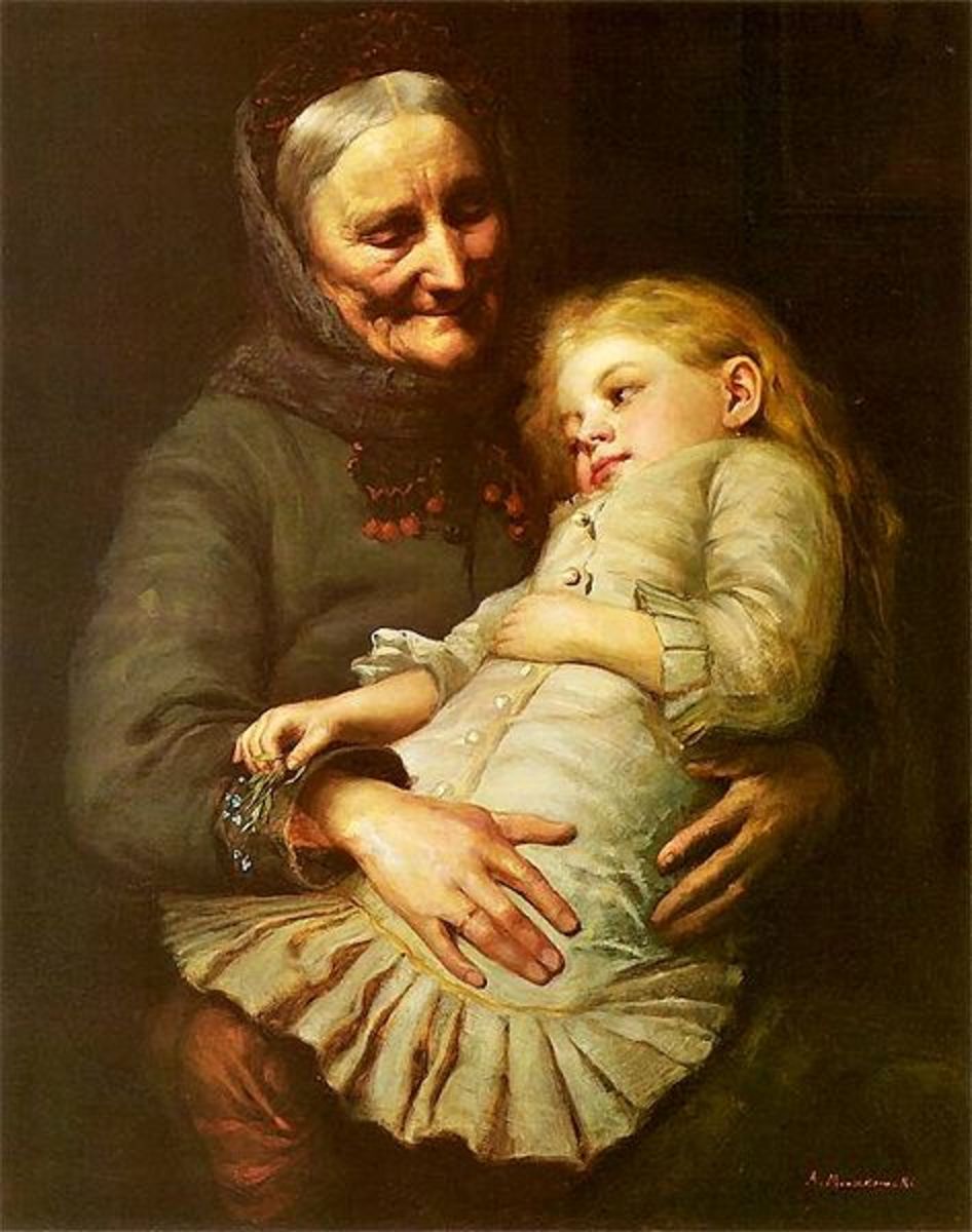 Бабушка и внук картина