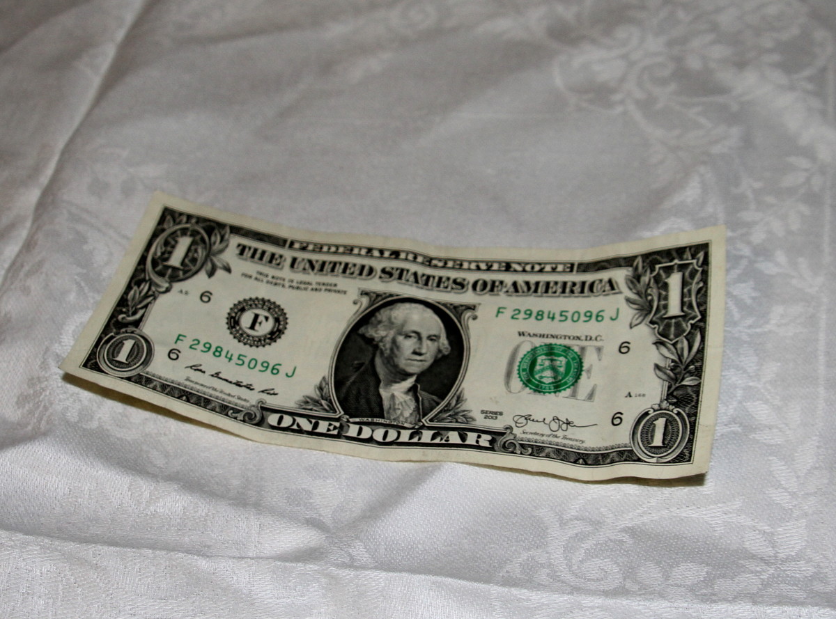 One dollar bills are left flat. 
