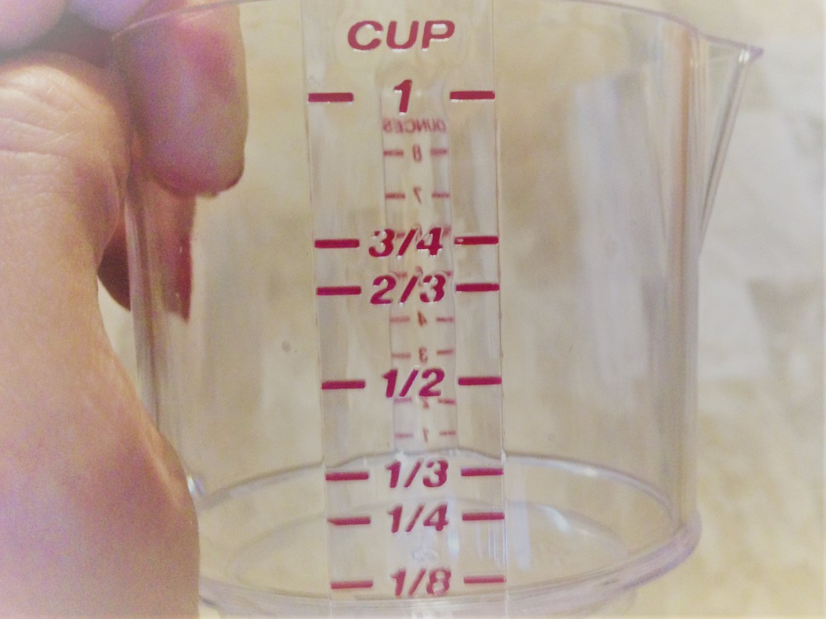 Clear measuring cup for exploring fractions