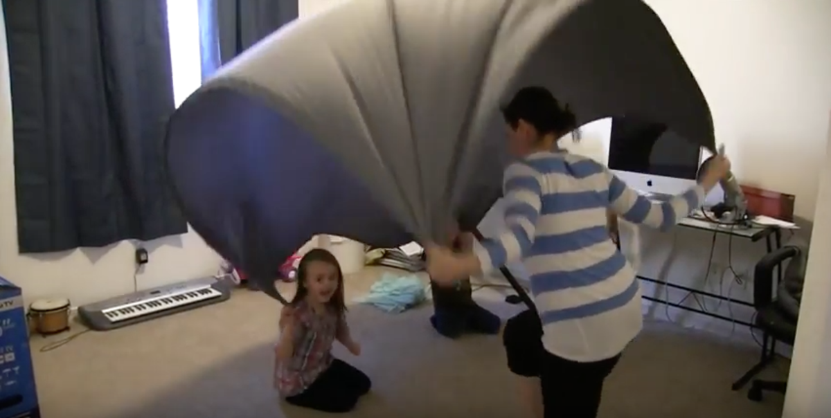 A parachute sheet is fun for one or more kids.