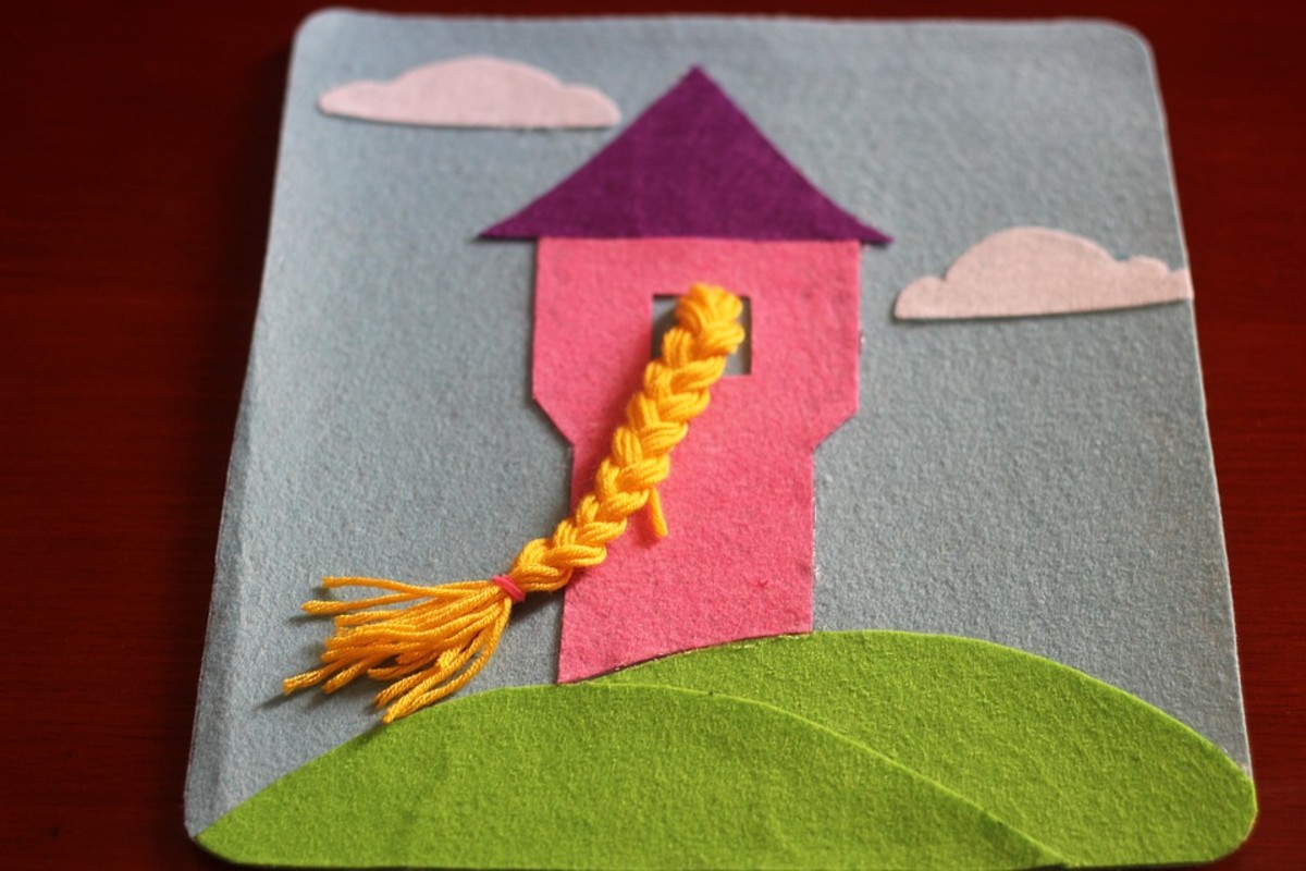 This craft for the classic, Rapunzel, can be made with a little yarn, glue, and colored paper or felt.