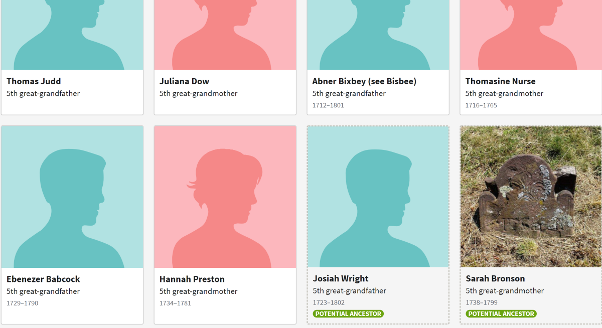 Some are just "potential" but these provide valuable hints with Ancestry's new ThruLines. You might find your fifth great-grandparents and break through a brick wall.