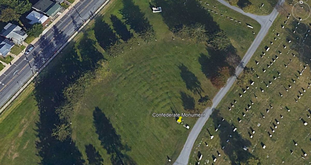 Confederate Burial Ground in Rose Hill Cemetery, Hagerstown, Maryland. Located by Grid Coordinates