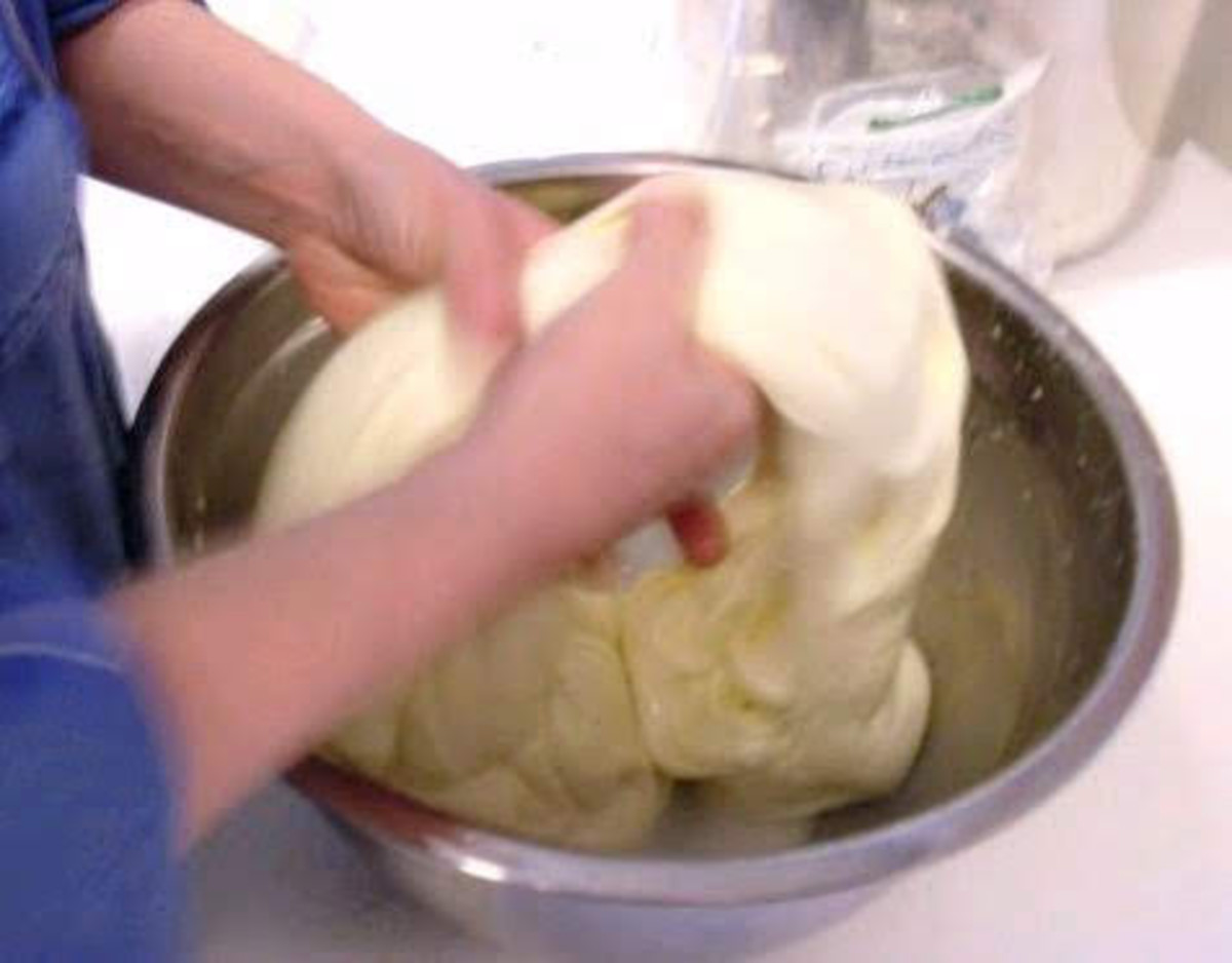 Dividing the cheese lump into two or more batches, so it will fit nicely in 2 one-gallon bags.