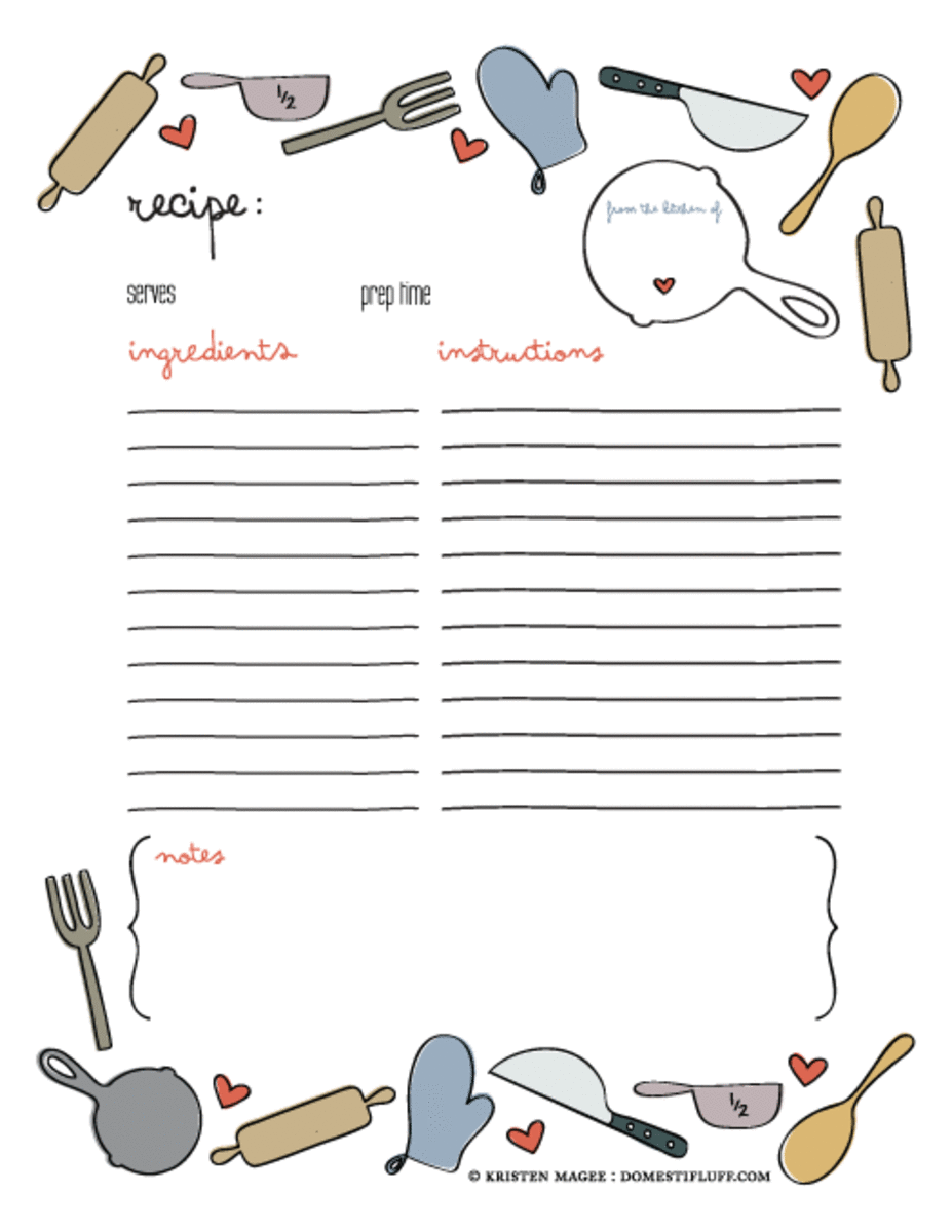 family recipe book template