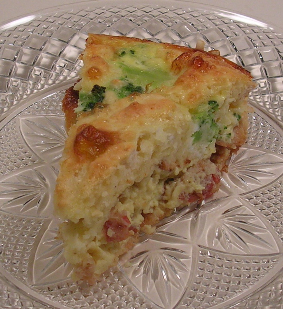 In this Impossible Quiche variation, I added about a cup of coarsely chopped frozen broccoli.