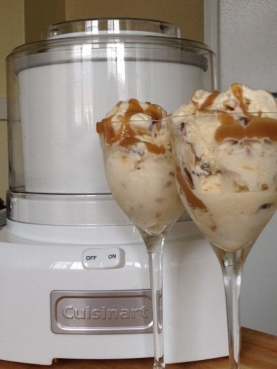 Fruity, nutty caramel ice cream crunch next to my own white machine