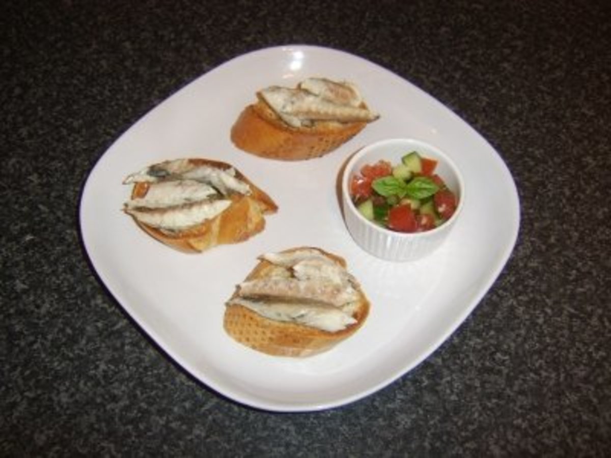 Poached mackerel is flaked before being added to warm bruschetta and served with a simple salsa