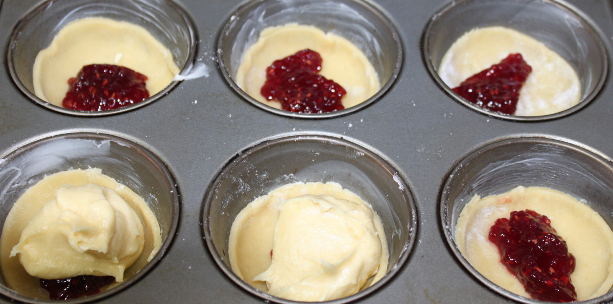 Cut out pastry circles and fill with jam.